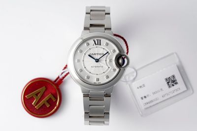 Cartier Ballon Bleu 33MM Stainless Steel Strap Women White Dial Watch